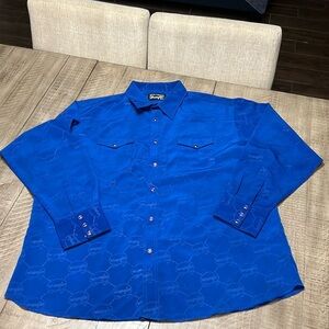 Wrangler Authentic Western shirts rare blue wrangler embossed purple snap shirt